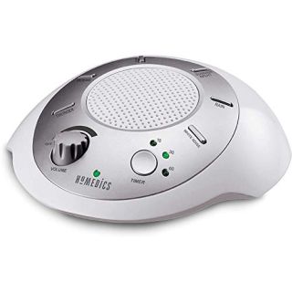 Homedics SoundSleep White Noise Sound Machine, Silver, Small Travel Sound Machine with 6 Relaxing Nature Sounds, Portable Sound Therapy for Home, Office, Nursery, Auto-Off Timer, by Homedics