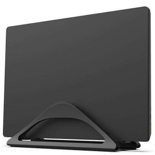 HumanCentric Vertical Laptop Stand for Desks (Matte Black) | Adjustable Holder to Dock Apple MacBook, MacBook Pro, and Other Laptops to Organize Work & Home Office