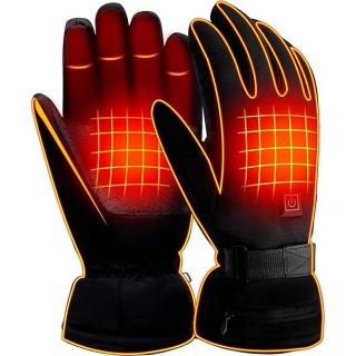 IFWATER Heated Gloves for Men Woman Rechargeable Battery Electric Heated Gloves for Sailing Skiing(3.7V Gloves-Button, L)