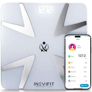 INEVIFIT SMART BODY FAT SCALE, Highly Accurate Bluetooth Digital Bathroom Body Composition Analyzer, Measures Weight, Body Fat, Water, Muscle, BMI, Visceral Fat & Bone Mass for Unlimited Users