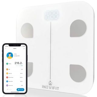 INEVIFIT Smart Body Fat Scale, BMI Highly Accurate Bluetooth Digital Bathroom Body Composition Analyzer. Measures Body Fat, Water, Muscle, Bone Mass & More for Unlimited Users