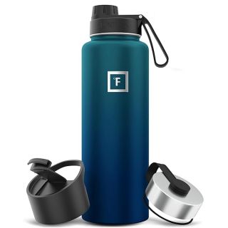 IRON °FLASK Camping & Hiking Hydration Flask with 3 Lids - Stainless Steel, Double Walled & Vacuum Insulated Water Bottle - Leak Proof & BPA Free (Dark Night, Spout - 40 oz)