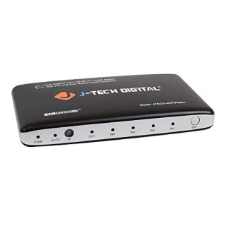 J-Tech Digital 4K@30HZ 4-Port HDMI Switch with PIP, IR, HDCP1.4 Wireless Remote Control, and Auto Switch ON/OFF Functions with Control4 Driver Available