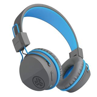 JLab JBuddies Studio Wireless On-Ear Kids Headphones, Graphite/Blue, 13 Hour Battery Life, Studio Volume Safe, Volume Limiter, Folding, Adjustable, Noise Isolation, with Mic