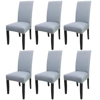 JQinHome 6 Pcs Dining Chair Slipcover,High Stretch Removable Washable Chair Seat Protector Cover for Home Party Hotel Wedding Ceremony(Light Grey)