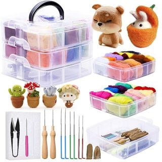 JUPEAN Needle Felting Kit: Complete Starter Set with Wool Roving & Tools for Beginners - Perfect for Crafting & Spinning