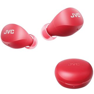 JVC Compact and Lightweight Gumy Mini True Wireless Earbuds Headphones, Long Battery Life (up to 23 Hours), Sound with Neodymium Magnet Driver, Water Resistance (IPX4) - HAA6TR (Red)