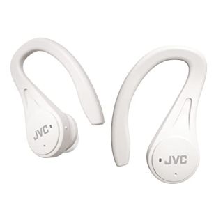 JVC Sport True Wireless Earbuds Headphones, Lightweight and Compact, Long Battery Life (up to 30 Hours), Sound with Neodymium Magnet Driver, Water Resistance (IPX5) - HAEC25TW (White)