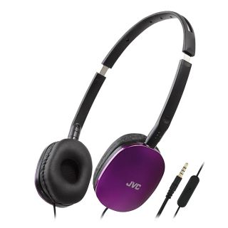 JVC HAS160MV Violet Flat Foldable On-Ear Headphones with Remote & Microphone - Colorful, Gold Plated 3.5mm Plug