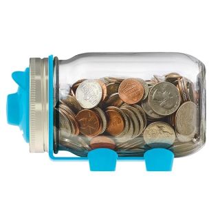 Jarware 82637 Piggy Bank Lid for Regular Mouth Mason Jars, Blue