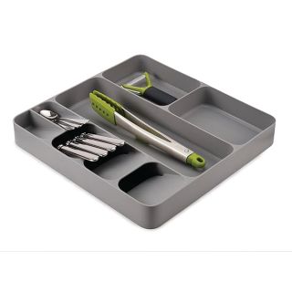 Joseph Joseph DrawerStore Compact Utensil Organizer For Kitchen Drawer Silverware, Flatware Tray, Large, Grey