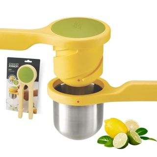 Joseph Joseph Helix Citrus Press Juicer, Ergonomic Twist action hand press, lemon/lime squeezer, BPA free - Yellow