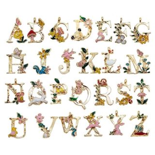 Julie Wang 26 Initial Alphabet Letter Charms Pendants Garden Fairy Tale Princess Style for Necklace Bracelet Jewelry Making Craft DIY Wedding Party Decor