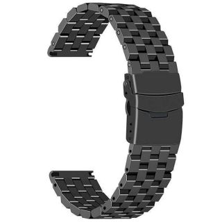 Juntan Brushed Stainless Steel Replacement 26mm Black Watch Band Metal Watch Strap Bracelet Deployment Double FlipLock Buckle