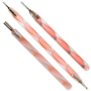 Juya Quilling Slotted Tools with Stainless Steel Head (3-pc set, Pink)