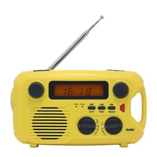 Kaito Emergency Radio KA580 Digital Solar Dynamo Crank Wind Up AM/FM & NOAA Weather Radio Receiver with Real-time Alert, MP3 Player & Phone Charger (Yellow)