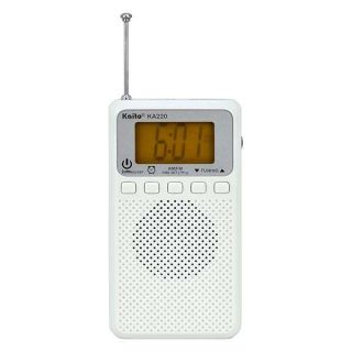 Kaito KA220W Pocket Digital AM/FM Radio with Alarm Clock & Sleep Timer, White