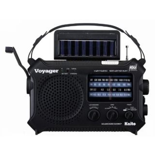 Kaito KA500IP-BLK Voyager Solar/Dynamo AM/FM/SW NOAA Weather Radio with Alert and Cell Phone Charger, Black