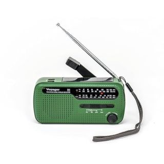 Kaito V1 Voyager Solar/Dynamo AM/FM/SW Emergency Radio with Cell Phone Charger and 3-LED Flashlight, Green