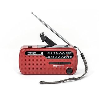 Kaito V1 Voyager Solar/Dynamo AM/FM/SW Emergency Radio with Cell Phone Charger and 3-LED Flashlight, Red