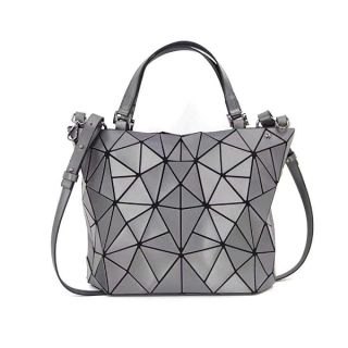 Kbinter Geometric Luminous Purses and Handbags Shard Lattice Eco-Friendly Artificial Leather Rainbow Holographic Purse, Silver, Large