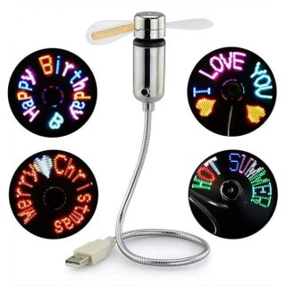 Kbinter New Creative USB Fan?USB LED RGB Light Programmable Fan Flexible Gooseneck DIY Message Mini USB Fan for PC Laptop Notebook Desktops