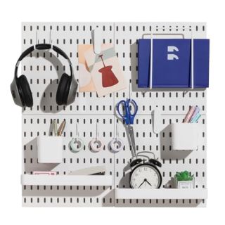 Keepo Pegboard Combination Kit, Pegboards and Accessories Modular Hanging for Wall Organizer, Crafts Organization, Ornaments Display, Nursery Storage, Peg Board (White, 22?×22?)