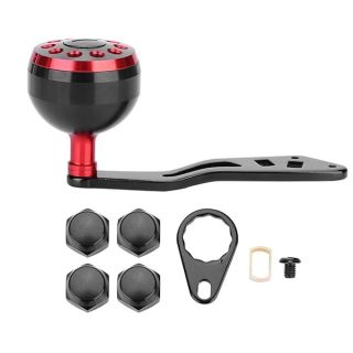 Knob Power Handle Grip,Fishing Reel Handle CNC Knob with Fittings Replacement Parts Accessory (Black+Red)