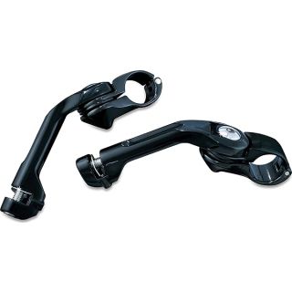 Kuryakyn 7575 Motorcycle Foot Controls: Tour-Tech Long Arm Cruise Mounts for 1-1/4" Engine Guards/Tubing, Gloss Black, 1 Pair