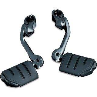 Kuryakyn 7584 Motorcycle Foot Controls: Tour-Tech Long Arm Cruise Mounts with Trident Dually ISO Pegs for 1-1/4" Engine Guards/Tubing, Gloss Black, 1 Pair