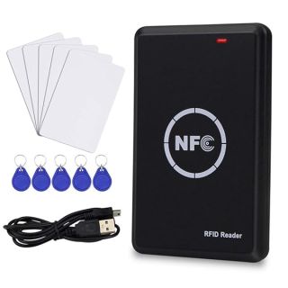 LEXI RFID NFC Duplicator, 125KHz Key fob Copier, RFID Smart Card Reader Writer, 13.56MHz Encrypted Programmer, USB Interface, with UID/T5577 Writable Key Cards and Software