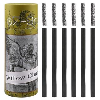 LOONENG Willow Charcoal Sticks, Natural Willow Charcoal for Artists, Beginners, or Students of All Skill Levels, Great for Sketching, Drawing, and Shading, Approx 7-9mm in Diameter, Pack of 25