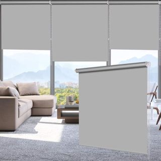 LUCKUP 100% Blackout Waterproof Fabric Window Roller Shades Blind Thermal Insulated,UV Protection,for Bedrooms,Living Room,Bathroom,The Office, Easy to Install 22" W x 79" L(Grey) …