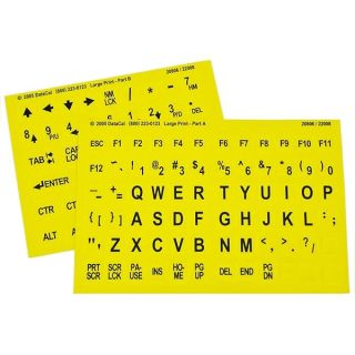 Large Print Keyboard Stickers for Visually Impaired - Black on Yellow Oversized Characters