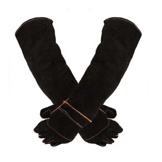 Less bad Animal Protection Gloves Anti-Bite & Scratch Handling Gloves for Dog Cat Bird Reptile Snake (Black-1)