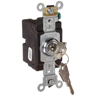 Leviton 1221-2KL 20 Amp, 120/277 Volt, Key Locking, Single-Pole, AC Quiet Switch, Extra Heavy Duty Spec Grade, Self Grounding, Chrome