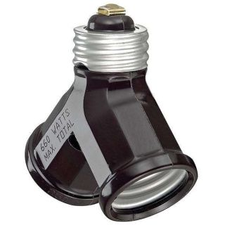 Leviton 128 15 Amp, 660 Watt, 250 Volt, Twin Light Socket Adapter, Brown