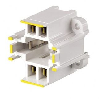 Leviton 26725-414 GX24q-4 Base, 42W 4-Pin, 10mm Compact Fluorescent Lampholder, Vertical, Bottom Screw-Down, Yellow Color Code, Quick-Connect 18AWG , White