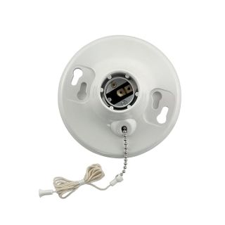 Leviton 8827-CW1 One-Piece Urea Outlet Box Mount, Incandescent Lampholder, Pull Chain, White