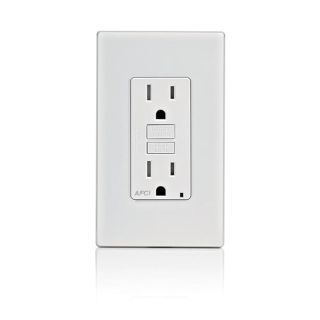 Leviton AFCI Outlet, 15 Amp, Self Test, Tamper-Resistant with LED Indicator Light, Protection from Electrical Fires, AFTR1-W, White