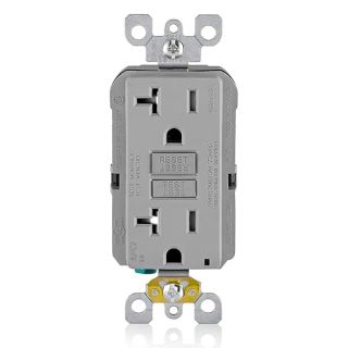 Leviton AFCI Outlet, 20 Amp, Self Test, Tamper-Resistant with LED Indicator Light, Protection from Electrical Fires, AFTR2-GY, Gray