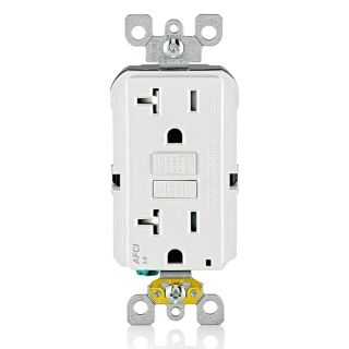 Leviton AFCI Outlet, 20 Amp, Self Test, Tamper-Resistant with LED Indicator Light, Protection from Electrical Fires, AFTR2-W, White