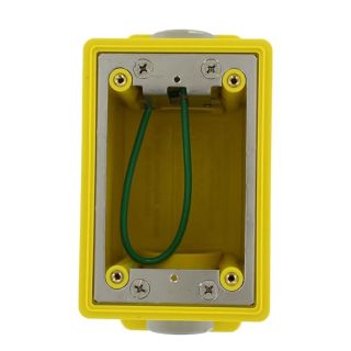 Leviton FDBX1-Y FD Box, Single-Gang, 26.0 Cubic Inch Capacity, 1-Inch NPT Openings, Includes Plugs and Stainless Steel Device Mounting Plate, Yellow