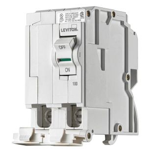 Leviton LB200 100A 2-Pole Plug-On Standard Branch Circuit Breaker, Hydraulic Magnetic, 120/240 VAC, White