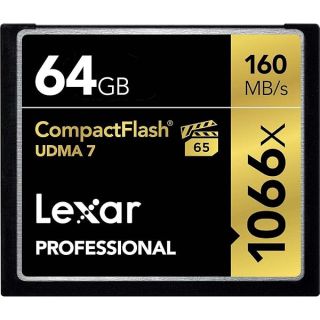 Lexar Professional 1066x 64GB CompactFlash Card, Up to 160MB/s Read, for Professional Photographer, Videographer, Enthusiast (LCF64GCRBNA1066)