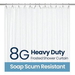 LiBa Bathroom Shower Curtain Waterproof Plastic Shower Curtain Premium PEVA Non-Toxic with Rust Proof Grommets Frosted 8G Bathroom Accessories 72x72