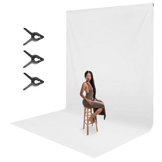 LimoStudio 9 x 15 feet / 108 x 180 inch Pure White Photo Backdrop Screen Background, Premium A+ Grade High 150GSM Density Thicker Than Standard for Professionals with 3 Spring Clamps, AGG3252