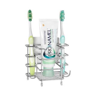 Linkidea Wall Mount Toothbrush Holder for Shower, Stainless Steel Tooth Brush Stand, Self Adhesive Wallmount/Countertop 3 Slots Organizer Compatible with Colgate Extra Clean, Oral-B CrossAction