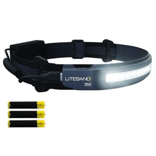 Liteband ACTIV 350 Wide-Beam LED Headlamp - 210° Illumination, 350 Lumens, Lightweight Design, AAA Batteries, Red LED Mode - Camping, Running, Hiking, Fits Hard Hats and Helmets, LBA350-AC, Carbon