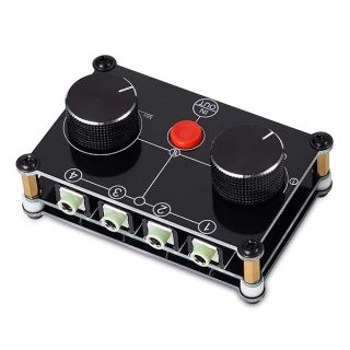 Little Bear MC104 Mini Audio Switcher, 4-Way 3.5mm AUX Stereo Passive Selector, Switch Box Splitter for PC/Player/Headphone/Amplifier/Speaker